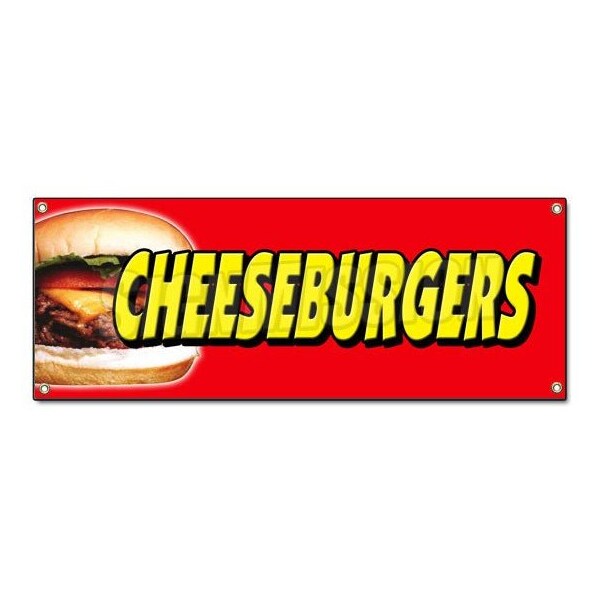 Signmission CHEESEBURGERS BANNER SIGN cheese burger sign french fries char broiled grill B-Cheeseburgers - main